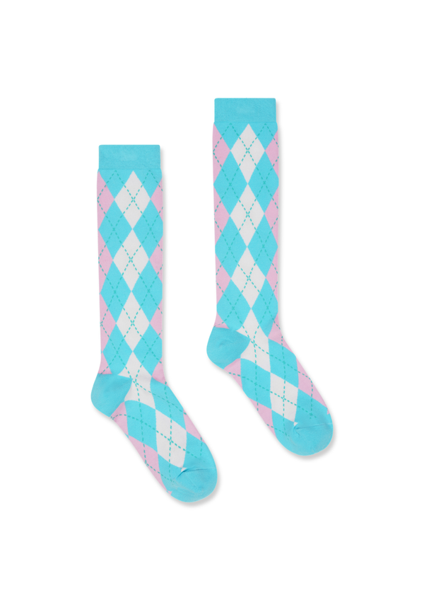 niihai ARGYLE SOCKS IN BLUE & PINK
