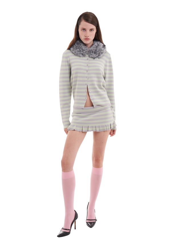 Niihai ASHLEY SKIRT IN MINT & GREY STRIPES