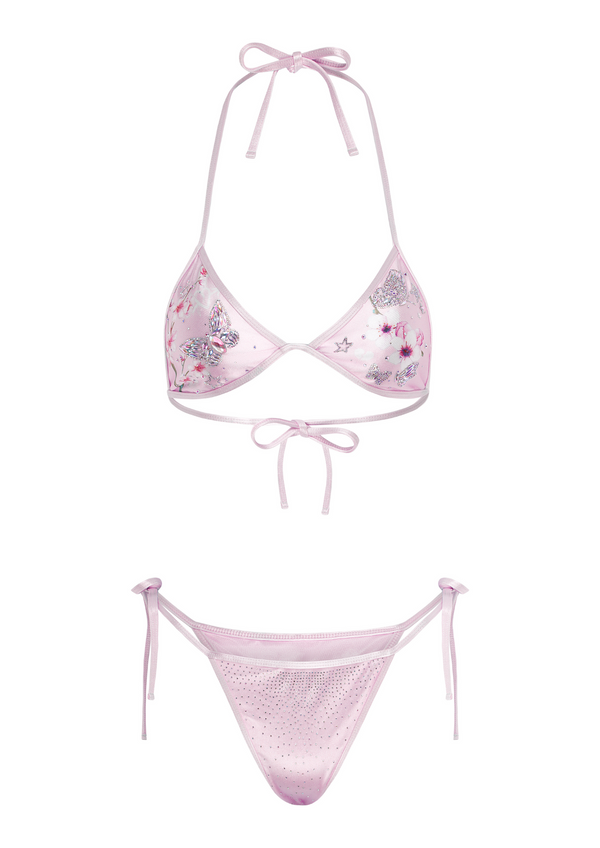 niihai BUTTERFLY BIKINI IN ROSE PINK SATIN