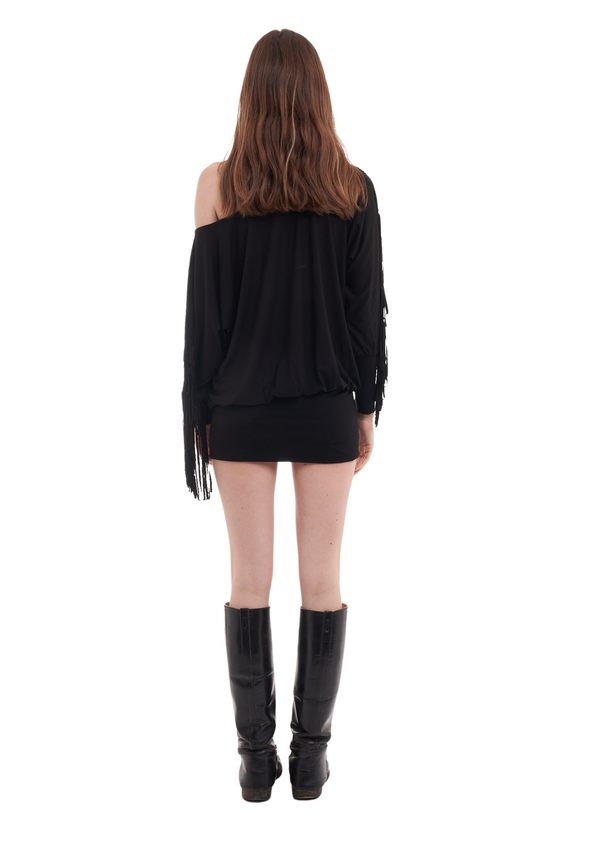 Niihai CHARLI FRINGE DRESS IN BLACK