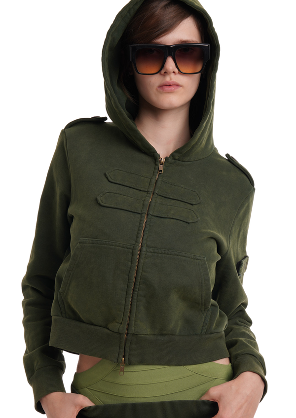 niihai COMBAT HOODIE IN MILITARY GREEN