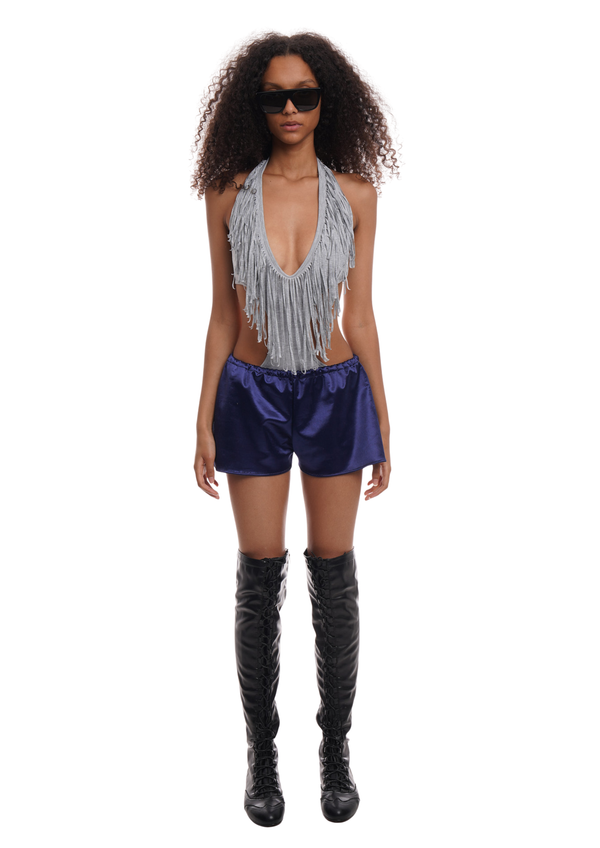 Niihai FRINGE BODYSUIT IN GREY MARL