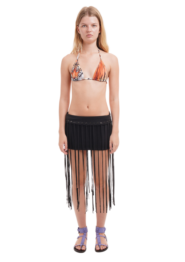 Niihai FRINGE SWIM SKIRT IN BLACK