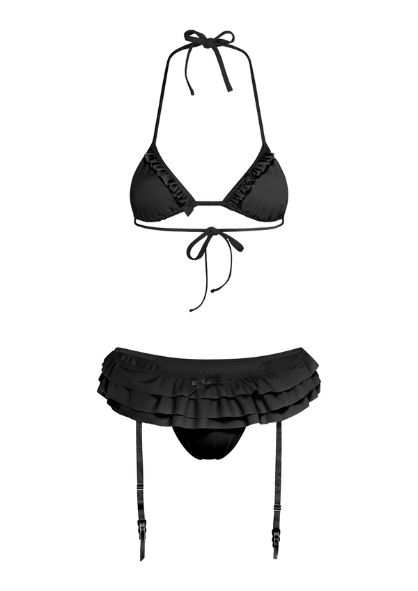 niihai GARTER BIKINI IN BLACK