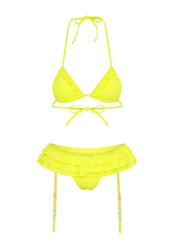 niihai GARTER BIKINI IN NEON YELLOW