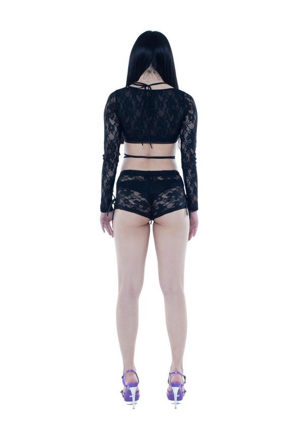 Niihai LACE CROP TOP IN BLACK