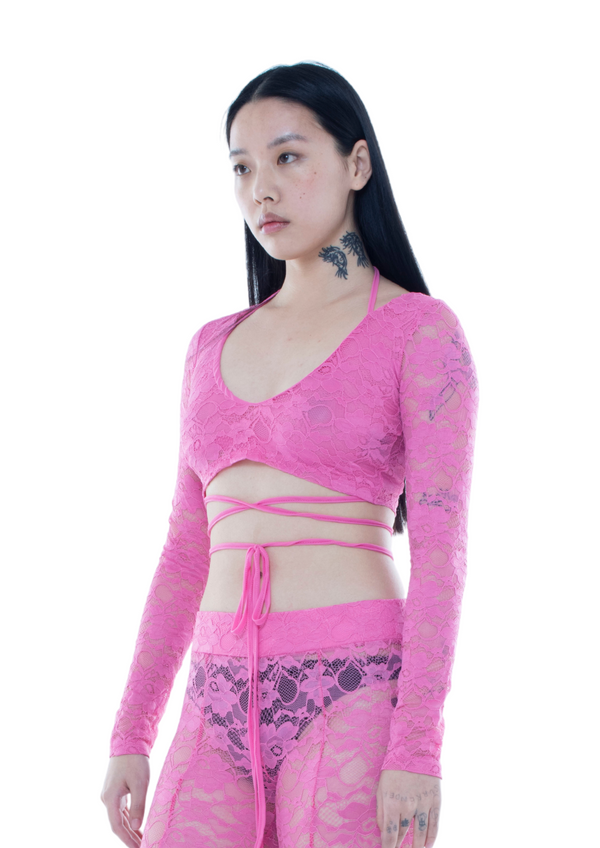 niihai LACE CROP TOP IN PINK