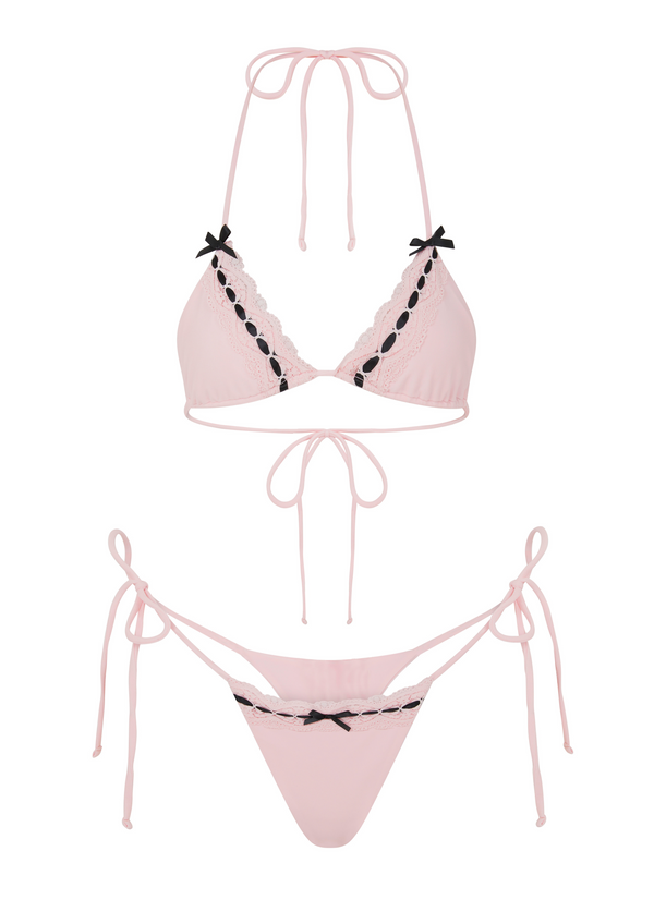 niihai LINGERIE BIKINI IN BABY PINK & BLACK