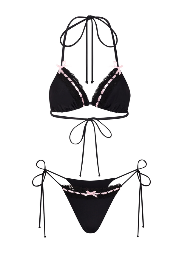 niihai LINGERIE BIKINI IN BLACK & PINK