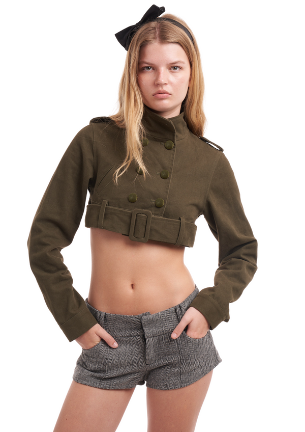 niihai ROSA TAILORED SHORTS IN GREY TWILL