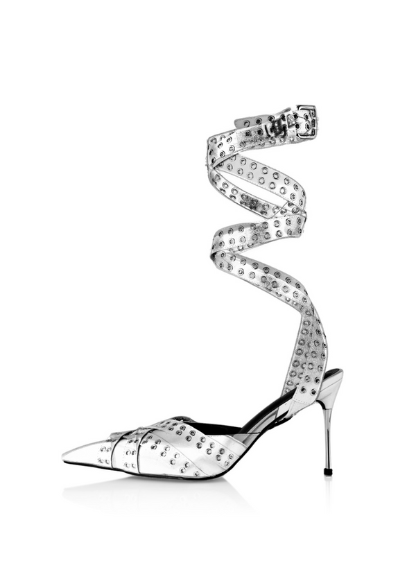 niihai THE BRIGITTE HEELS IN SILVER