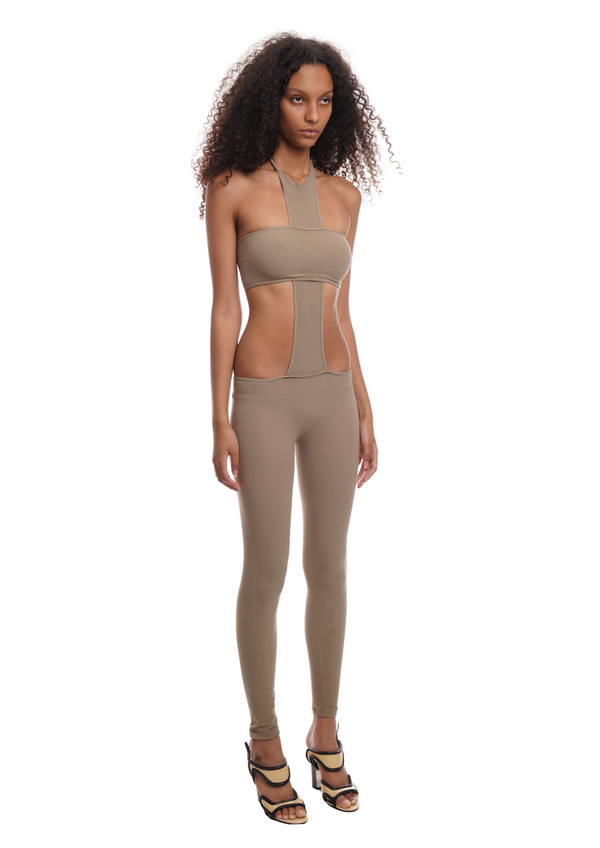 Niihai THE CROSS JUMPSUIT IN LIGHT KHAKI