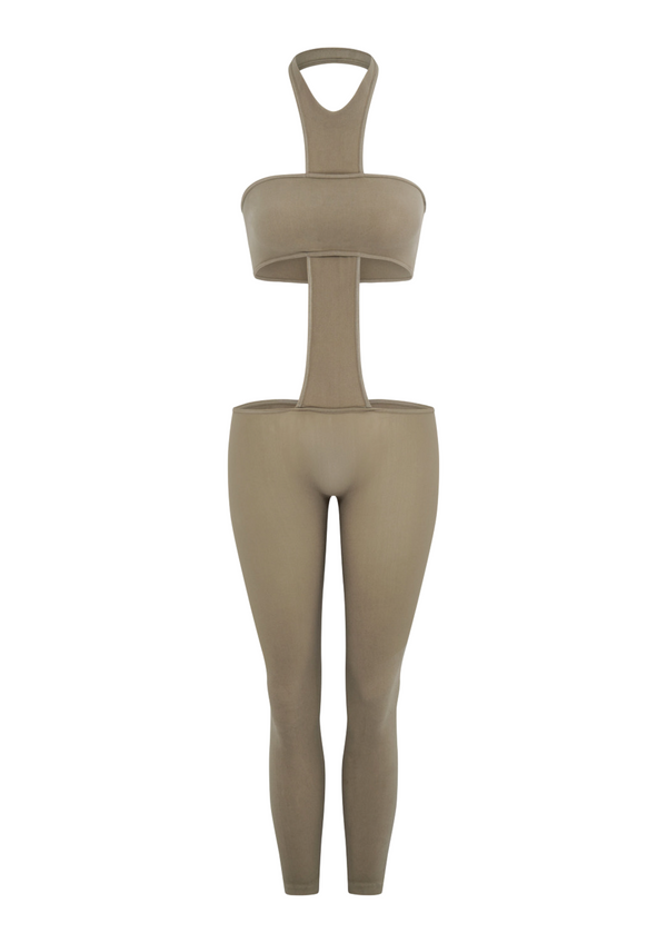 Niihai THE CROSS JUMPSUIT IN LIGHT KHAKI
