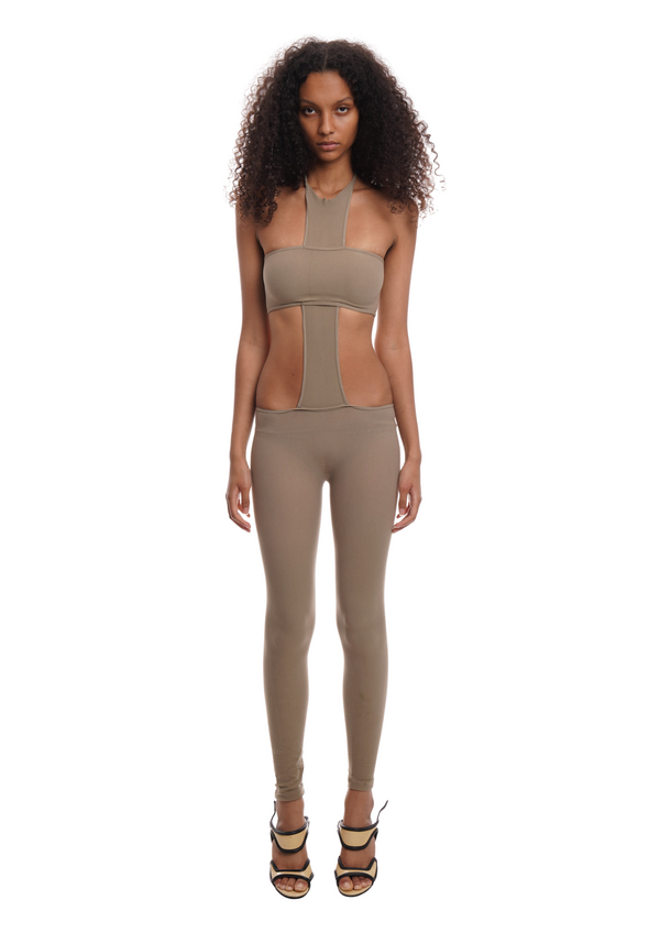 niihai THE CROSS JUMPSUIT IN LIGHT KHAKI