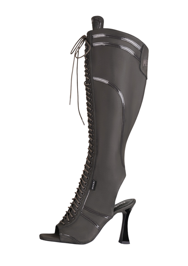 niihai THE STRIKER LACE UP BOOTS IN STONE GREY