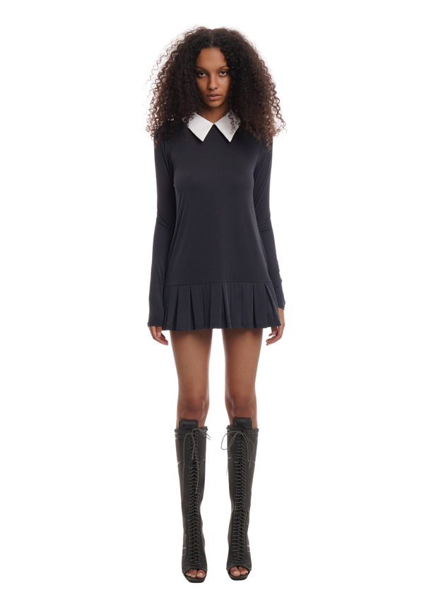 niihai UNIFORM DRESS IN WASHED BLACK
