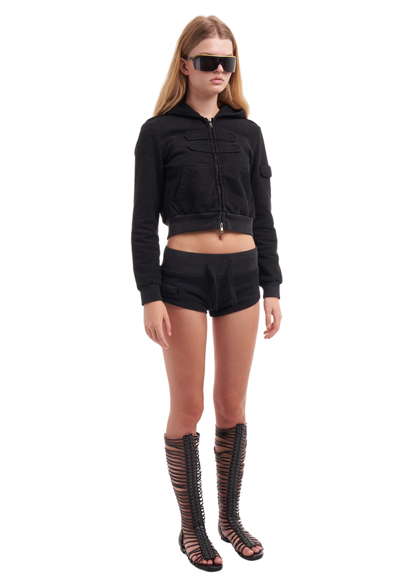 niihai UTILITY BOOTY SHORTS IN BLACK