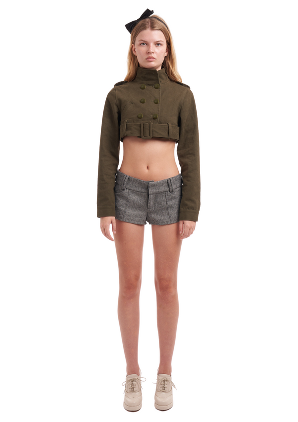 niihai UTILITY CROPPED BOLERO IN KHAKI