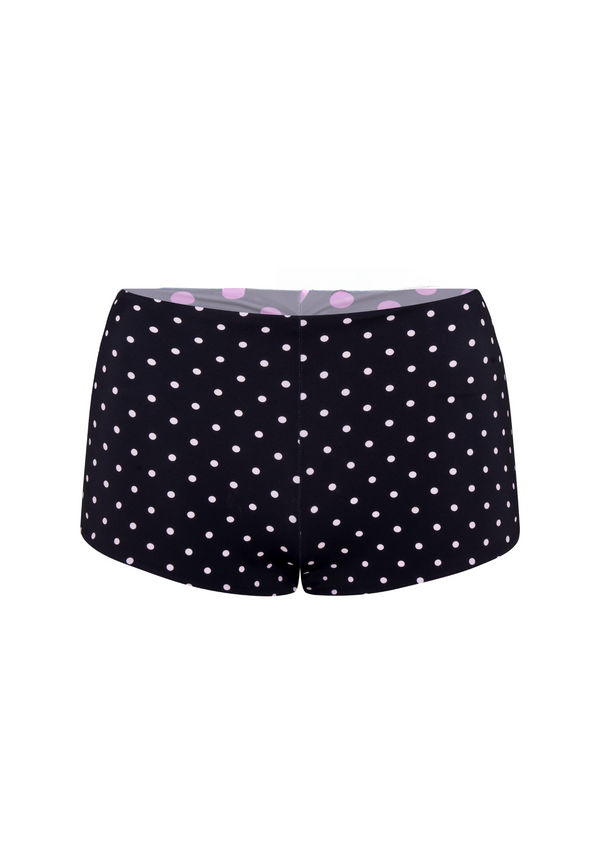 Niihai POLKA BOOTY SHORTS IN REVERSE GREY BLACK & PINK