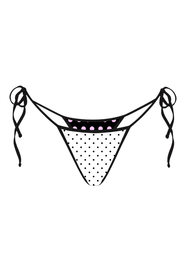Niihai POLKA TRIANGLE BIKINI THONG IN REVERSE BLACK & WHITE