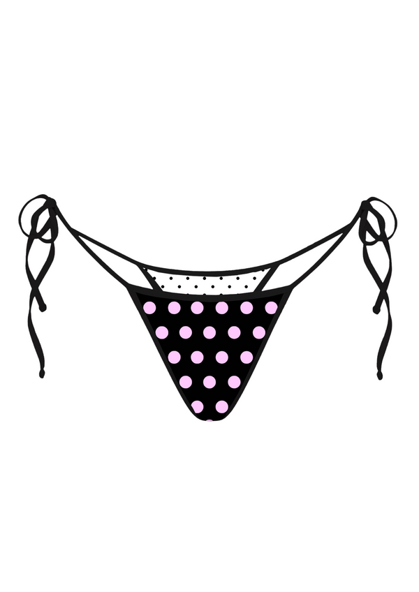 niihai POLKA TRIANGLE BIKINI THONG IN REVERSE BLACK & WHITE