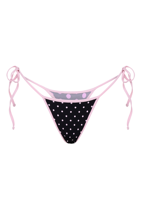 Niihai POLKA TRIANGLE BIKINI THONG IN REVERSE GREY BLACK & PINK