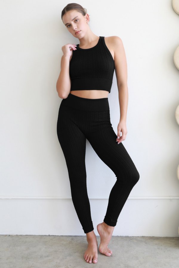 Nikibiki Cable Knit High Waist Leggings
