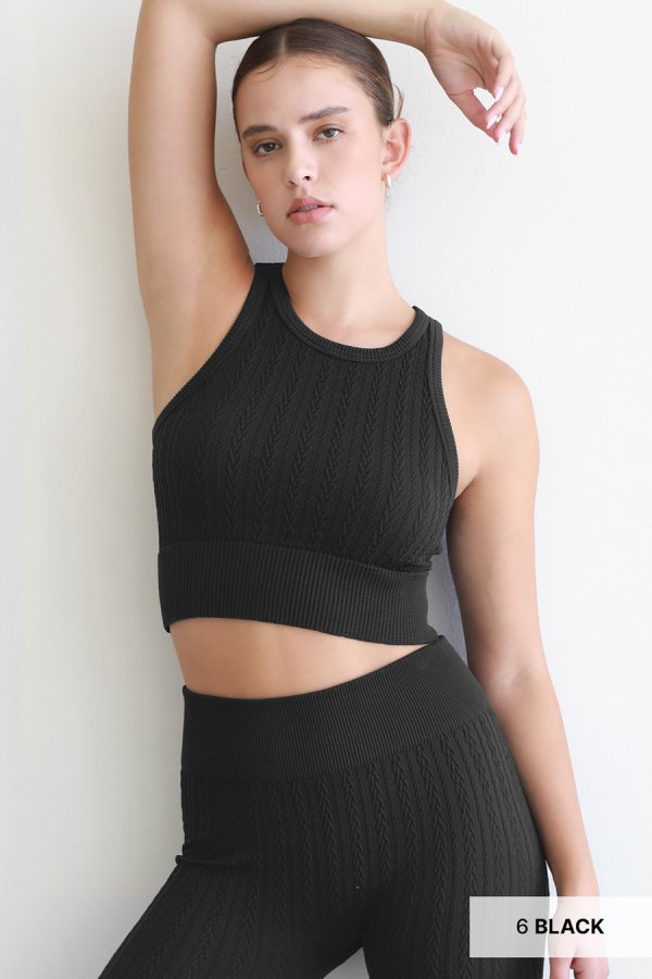 Nikibiki Cable Knit Highneck Crop Top
