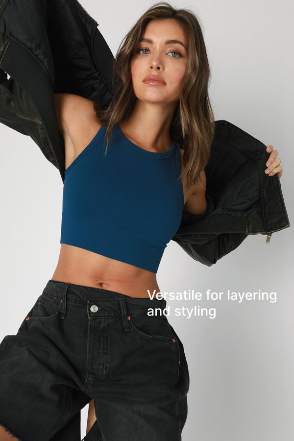 Nikibiki Chevron Highneck Crop Top