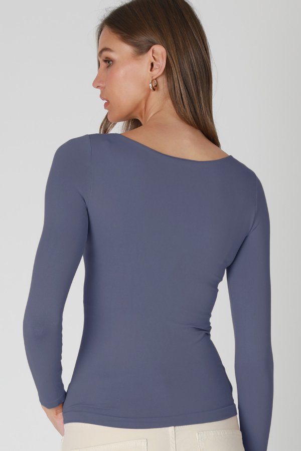 Nikibiki Clean Line Boat Neck LS Top