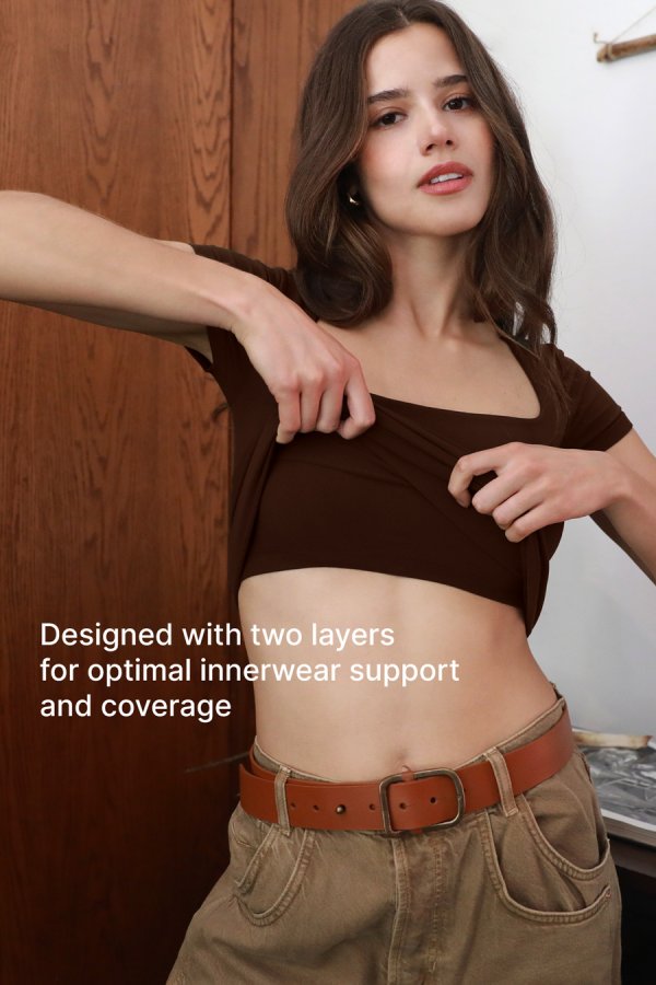 Nikibiki Clean Line Square Neck SS Top