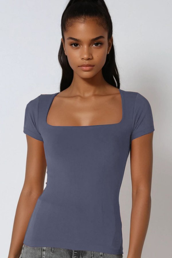 nikibiki Clean Line Square Neck SS Top