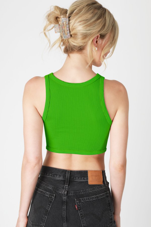Nikibiki Curved Hem Crew Neck Crop Top