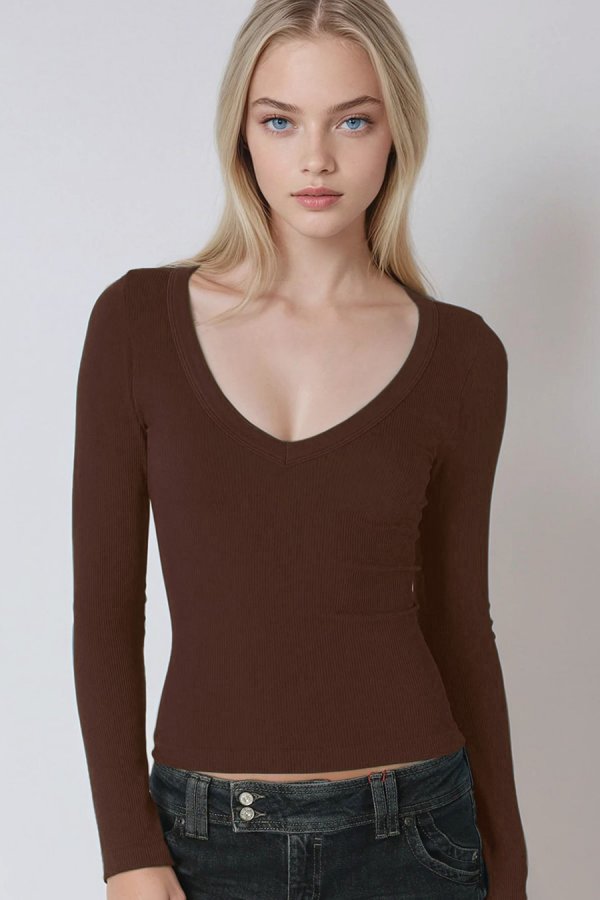 nikibiki Deep V Neck LS Top