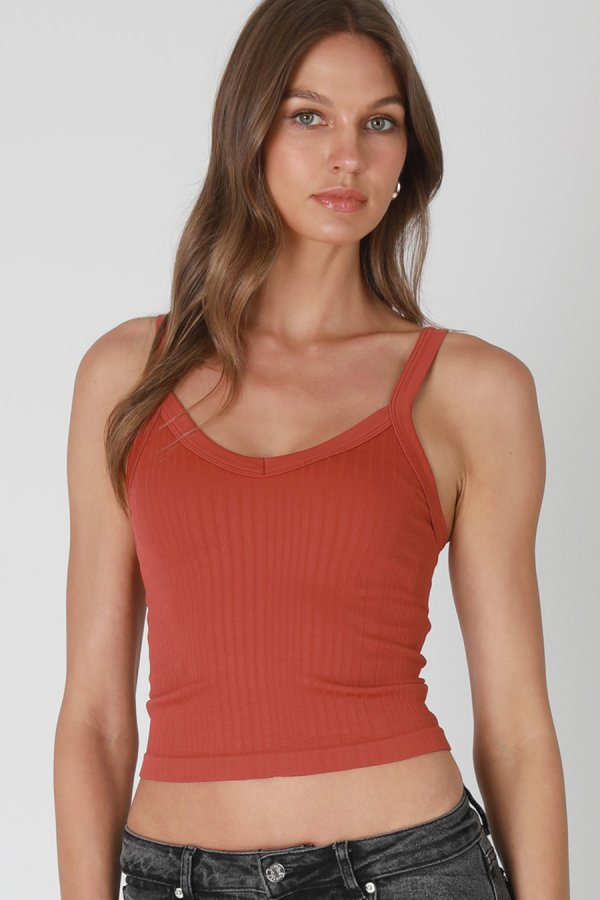 nikibiki Deep V Neck Ribbed Top