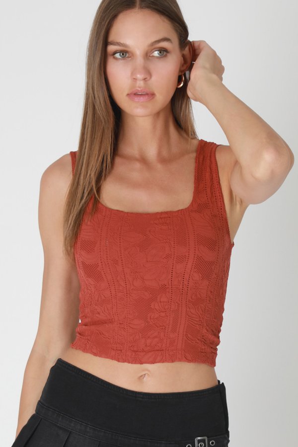 nikibiki Double Lace Square Crop Top
