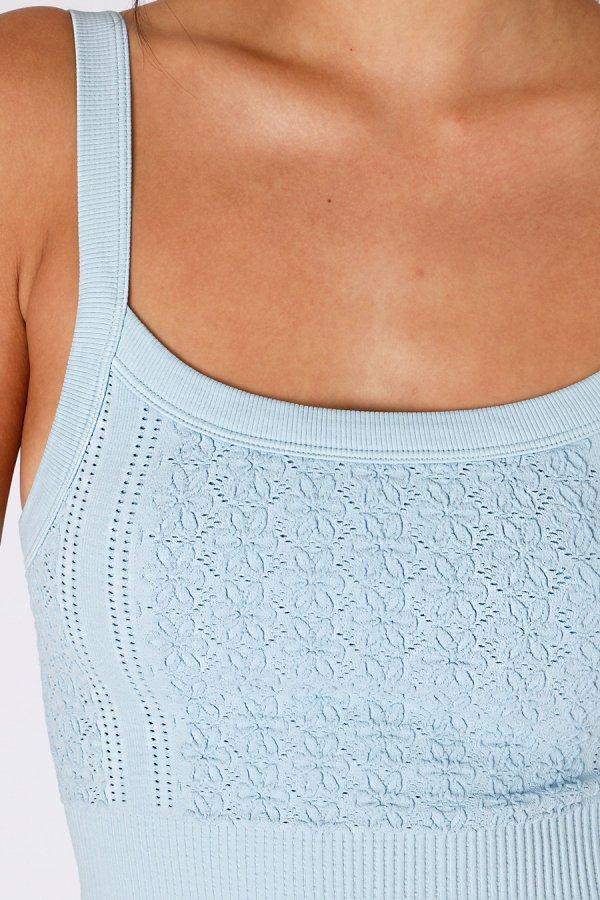Nikibiki Floral Lace Ribbed Crop Top