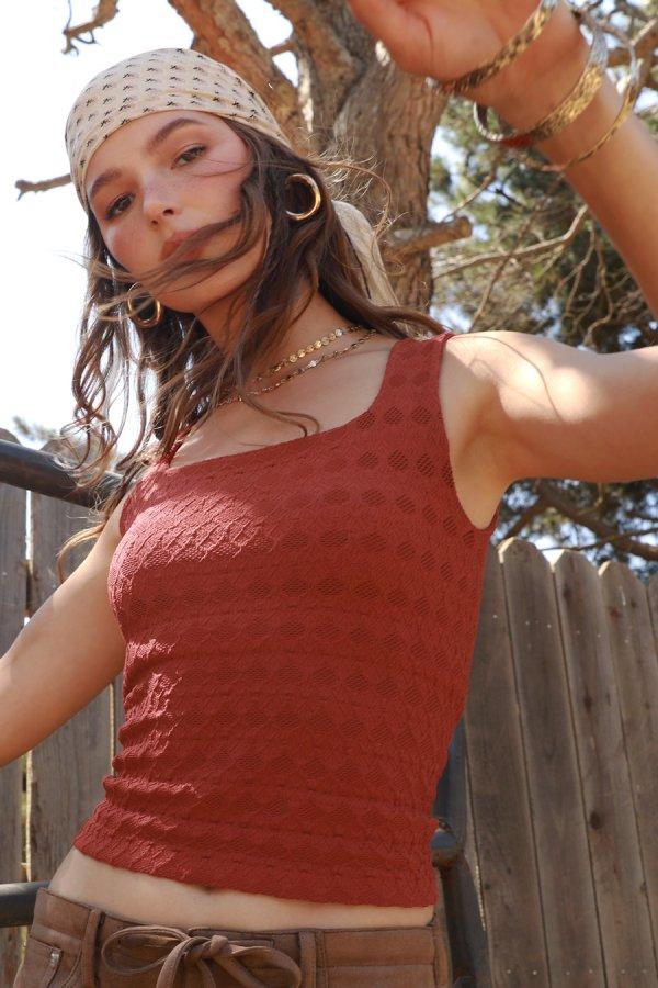 Nikibiki Lace Textured Square Top
