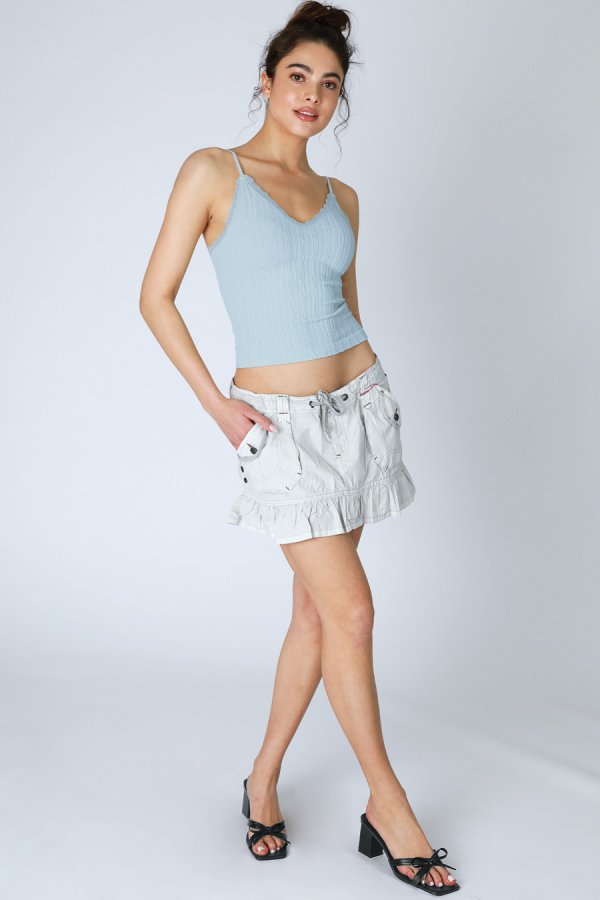 Nikibiki Lace Trim Texture Cami