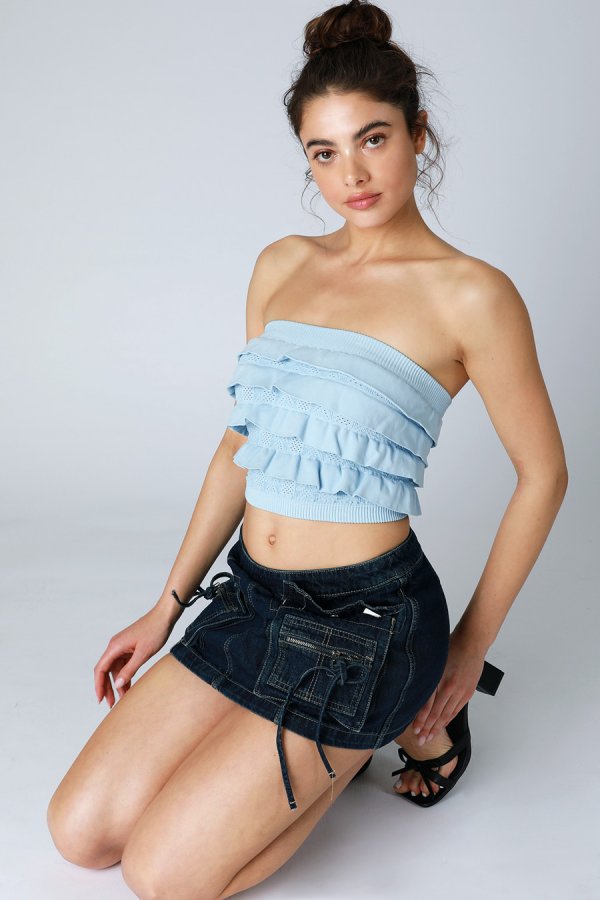 Nikibiki Layered Ruffle Tube Top