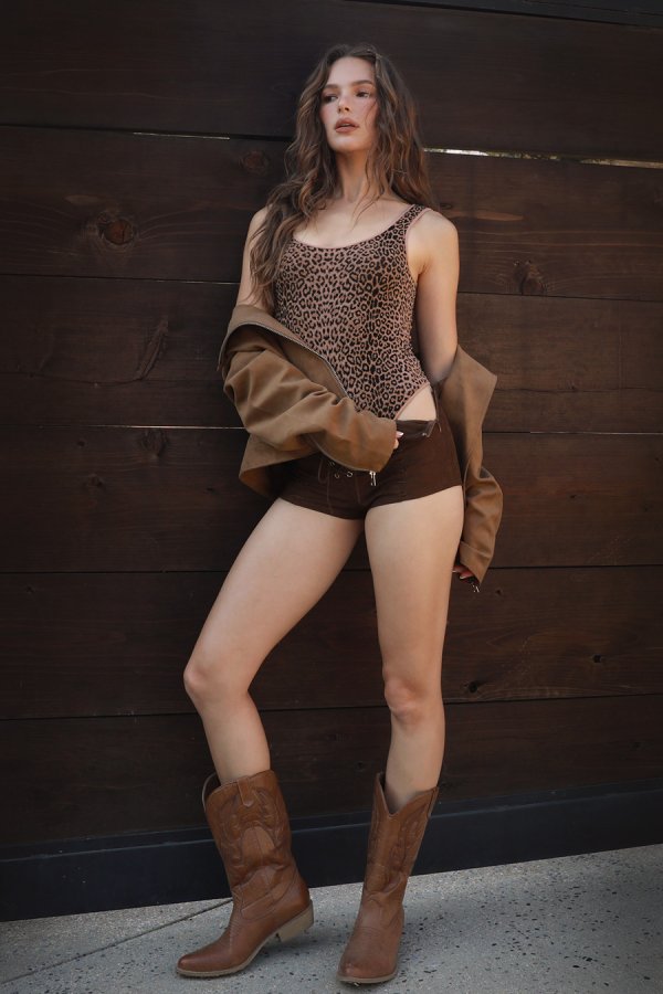 Nikibiki Leopard Scoop Neck Bodysuit