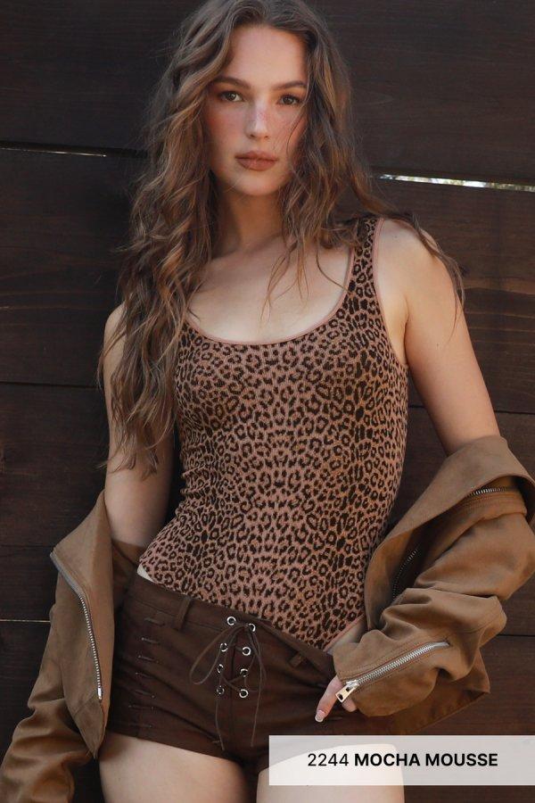 Nikibiki Leopard Scoop Neck Bodysuit