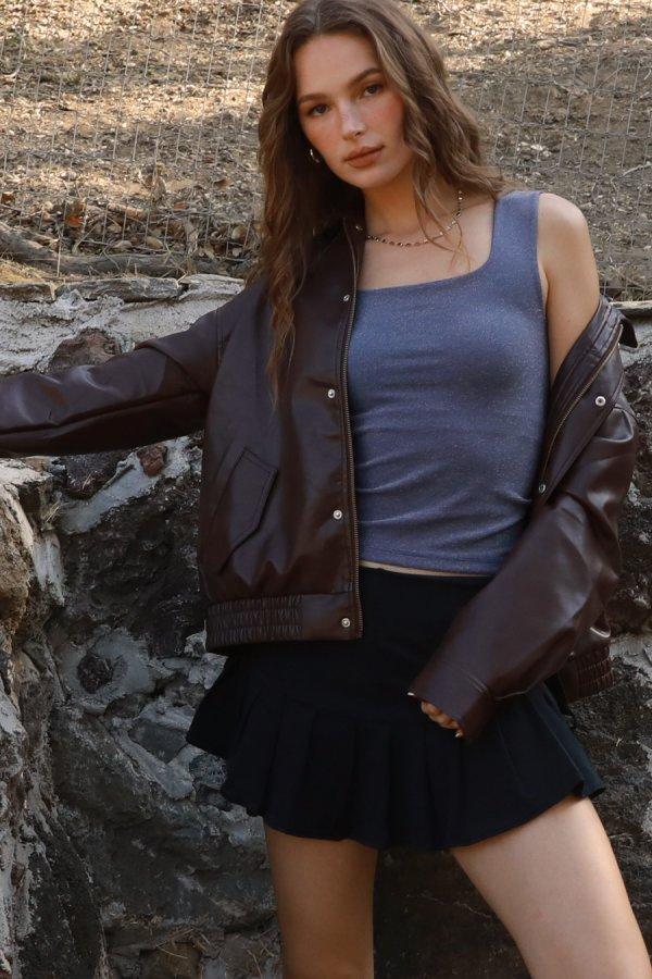 Nikibiki Lurex Square Neck Top