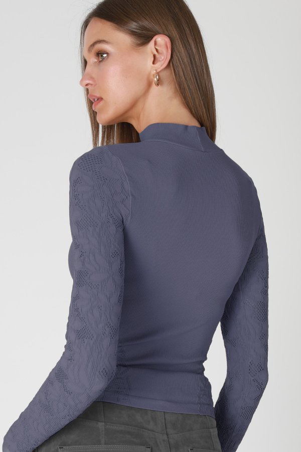 Nikibiki Mock Neck Pointelle Top
