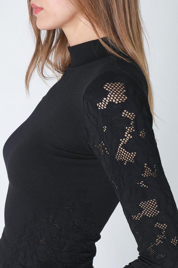 Nikibiki Mock Neck Pointelle Top
