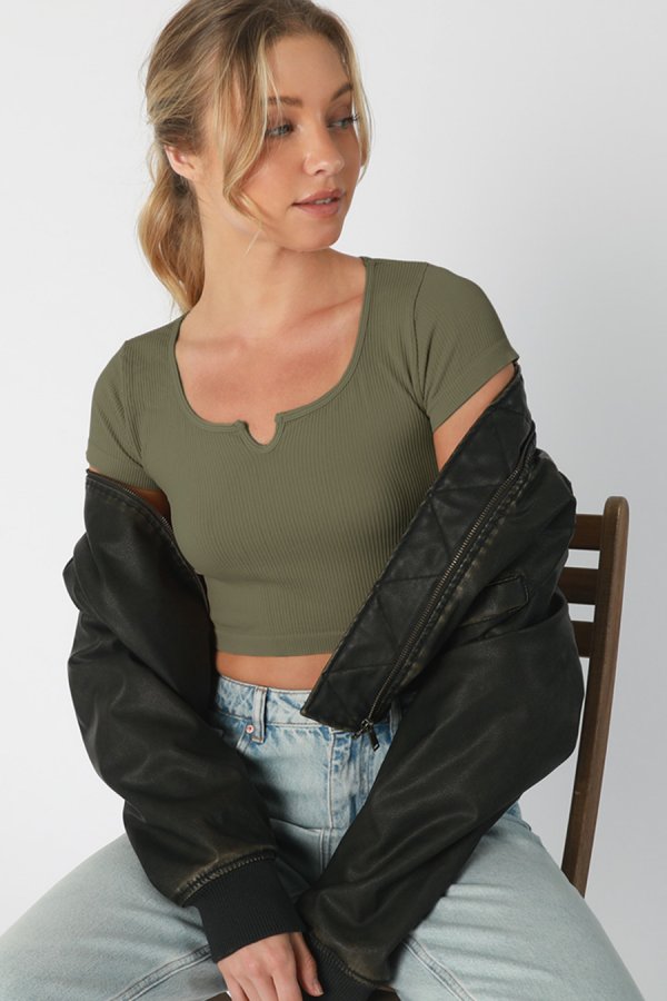 nikibiki Notch Neck Crop Top