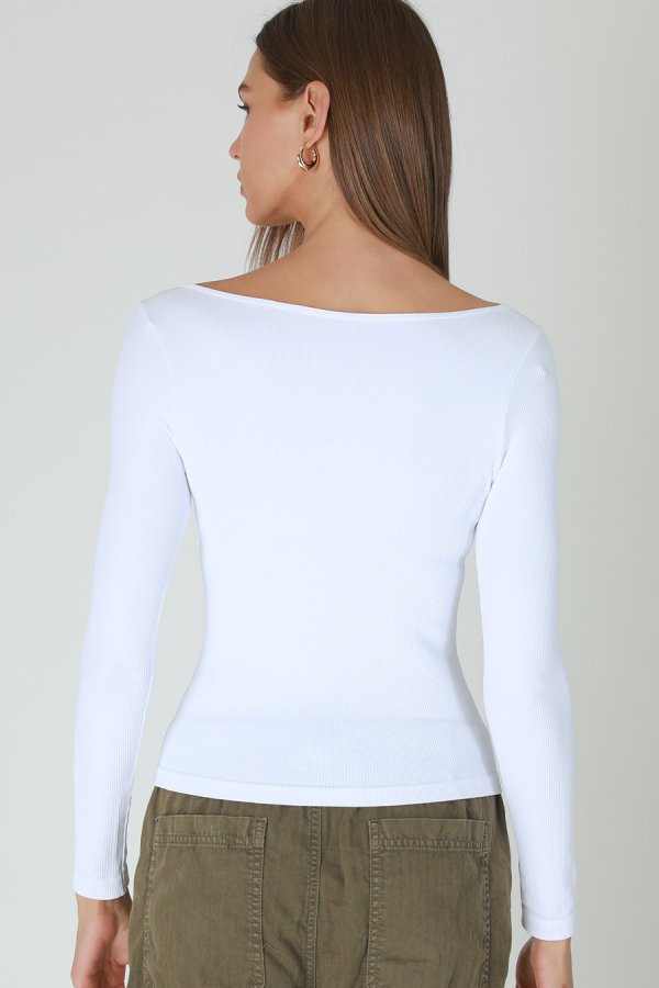 Nikibiki Ribbed Boat Neck NS Top