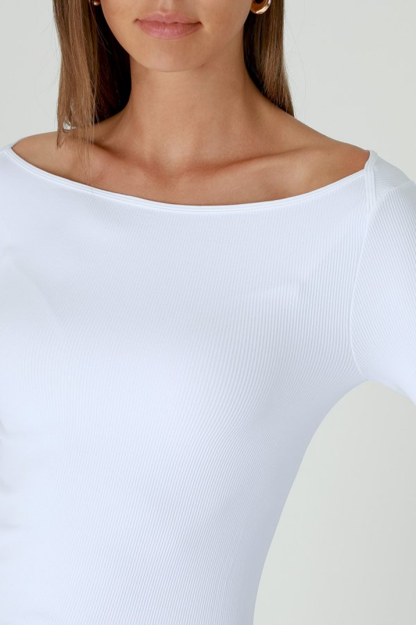 Nikibiki Ribbed Boat Neck NS Top