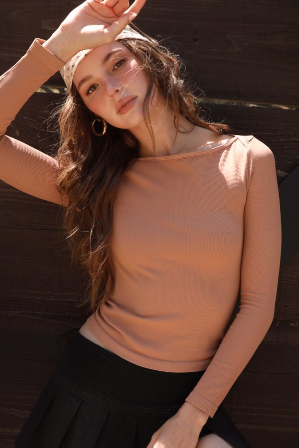 nikibiki Ribbed Boat Neck NS Top