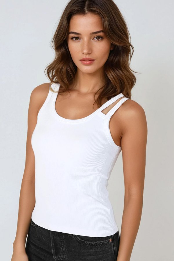 nikibiki Ribbed Double Strap Tank Top